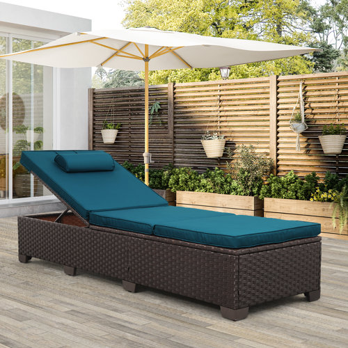 Latitude Run® Outdoor Chaise Lounge Brown Wicker Patio Chaise Lounge